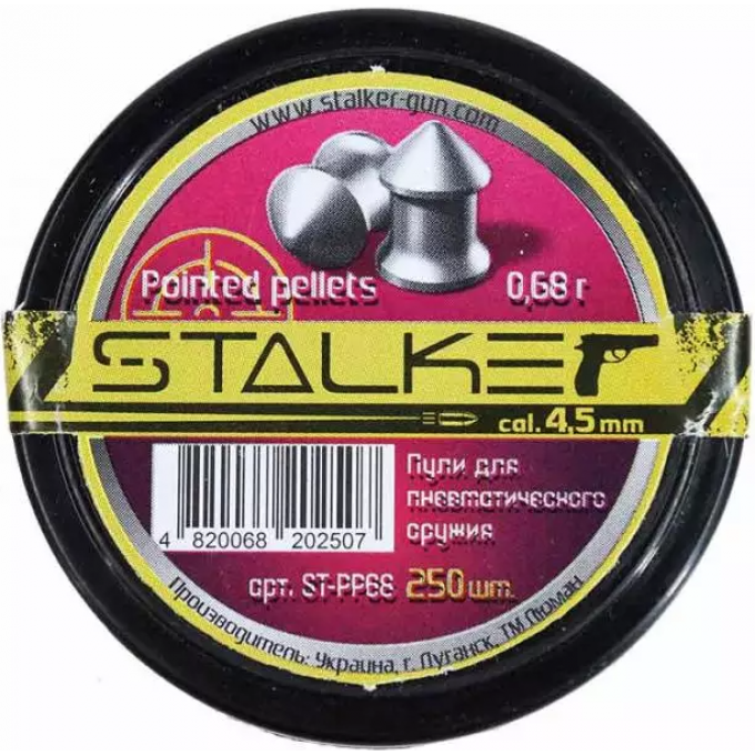 Пули пневматические STALKER POINTED PELLETS 4,5 мм 0,68 г (250 шт.) ST-PP68 Пули пневматические STALKER POINTED PELLETS 4,5 мм 0,68 г (250 шт.) ST-PP68